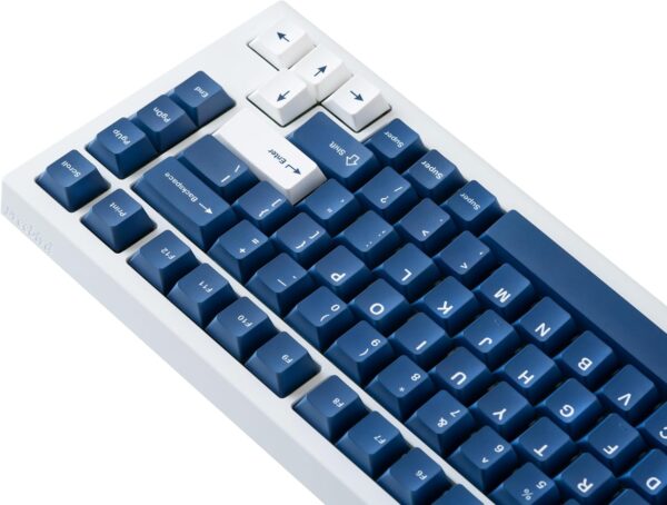 Freebird75 Aluminum Mechanical Keyboard, 75% Layout, Wired USB, 82 Keys with Lubricated Linear Switches for Office, Gaming, Mac & Windows PC (White Case with Navy Keycaps)