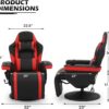 MoNiBloom Massage Gaming Recliner Chair with Speakers, Ergonomic Lumbar Neck Support and Armrests with Cup Holders, Swivel Gaming Chair for Adult Teen, Red