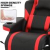 MoNiBloom Massage Gaming Recliner Chair with Speakers, Ergonomic Lumbar Neck Support and Armrests with Cup Holders, Swivel Gaming Chair for Adult Teen, Red