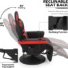 MoNiBloom Massage Gaming Recliner Chair with Speakers, Ergonomic Lumbar Neck Support and Armrests with Cup Holders, Swivel Gaming Chair for Adult Teen, Red