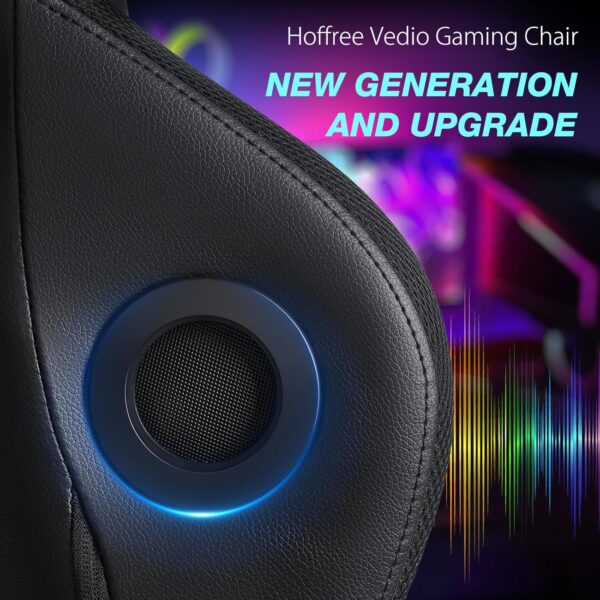 HOFFREE Gaming Chair Massage with Speakers Bluetooth and Footrest Big and Tall Video Game Chair for Heavy People 400lb with Massager for Adults Yellow and Black