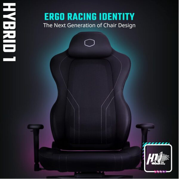 Cooler Master Hybrid 1 Ergonomic Gaming Chair MuscleFlex® Mesh, Cold-Molded Foam, Steel Frame | Aluminum Base. 180 Reclining, Adjustable Lumbar Support | Gas Lift, 360° Swivel for PC Game | Office