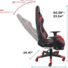 Gaming Chair with Fold-Away Footrest, Height Adjustable Gamer Chair & Support Pillows and 2D T-Armrests Deluxe Leather Reclining Office Chair, Black/Red