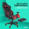 Gaming Chair with Fold-Away Footrest, Height Adjustable Gamer Chair & Support Pillows and 2D T-Armrests Deluxe Leather Reclining Office Chair, Black/Red