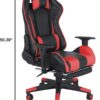 Gaming Chair with Fold-Away Footrest, Height Adjustable Gamer Chair & Support Pillows and 2D T-Armrests Deluxe Leather Reclining Office Chair, Black/Red
