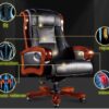 Ergonomic Office Chair Adjustable Height PU Leather Computer Desk Chair with 360 Swivel Reclining Backrest and Lumbar Support for Home Office Gaming