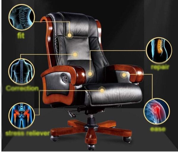 Ergonomic Office Chair Adjustable Height PU Leather Computer Desk Chair with 360 Swivel Reclining Backrest and Lumbar Support for Home Office Gaming