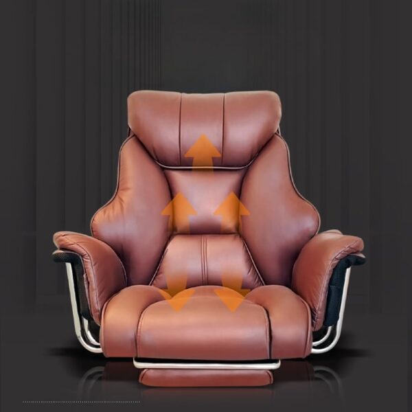 Comfortable Executive Office Chair with Padded Armrests and Footrest Reclining High Back Leather Desk Chair Ergonomic Computer Gaming Chair for Adults(Brown)