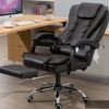 Executive Office Chair with Footrest Ergonomic Recliner Computer Desk Chair Adjustable Swivel Gaming Chair for Home Office(White)