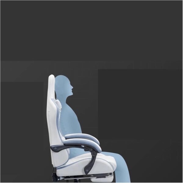 Lounge Chair Gaming Chair Fabric Reclining Chair with Footrest, Adjustable Height, Gray/Blue Sofa