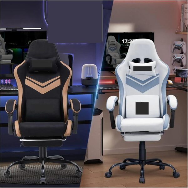 Lounge Chair Gaming Chair Fabric Reclining Chair with Footrest, Adjustable Height, Gray/Blue Sofa