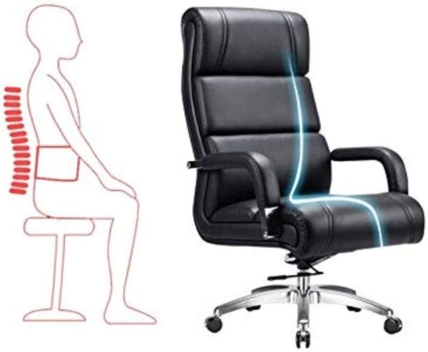 Ergonomic High Back Desk Chair with Retractable Footrest Modern Luxury Leather Computer Gaming Chair(Black)