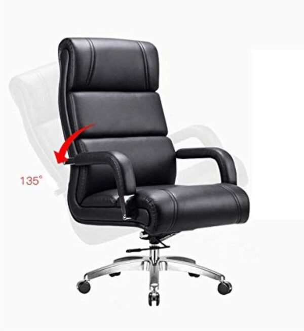 Ergonomic High Back Desk Chair with Retractable Footrest Modern Luxury Leather Computer Gaming Chair(Black)