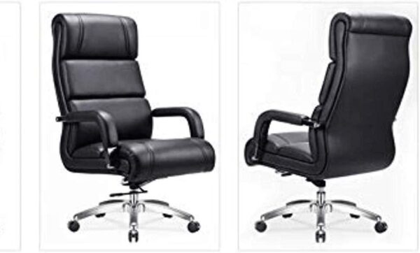 Ergonomic High Back Desk Chair with Retractable Footrest Modern Luxury Leather Computer Gaming Chair(Black)
