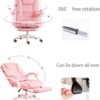 Pink Ergonomic Office Chair with Adjustable Headrest Footrest Reclining Backrest 360 Swivel Gaming Computer Desk Chair for Home Office