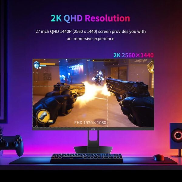 27 Inch Gaming Monitor 240Hz 1440P QHD Computer Monitor, FreeSync G-Sync Compatible, 1ms 2K Gamer Monitor with HDR, 130% sRGB, HDMI DisplayPort, Tilt Adjustable, Eye Care,H27E22S