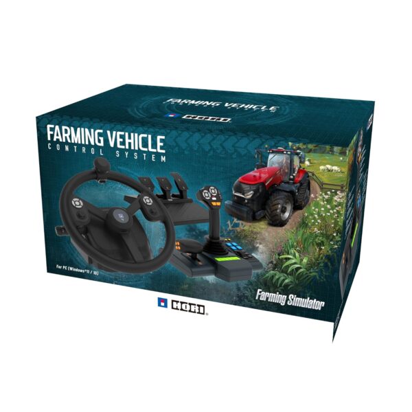 HORI Farming Vehicle Control System for PC (Windows 11/10) for Farming Simulator with Full-Size Steering Wheel, Control Panel & Pedals