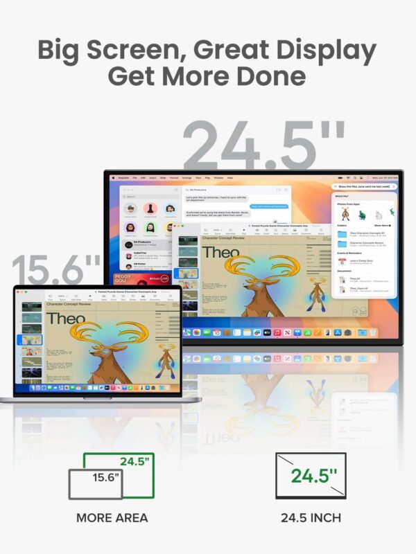 Portable Monitor 24.5” 165HZ, 2K Portable Gaming Monitor with FreeSync, HDR, 180°Adjustable Kickstand & VESA, 350Nits QHD IPS Large Travel Gaming Second Screen for Laptop, Switch