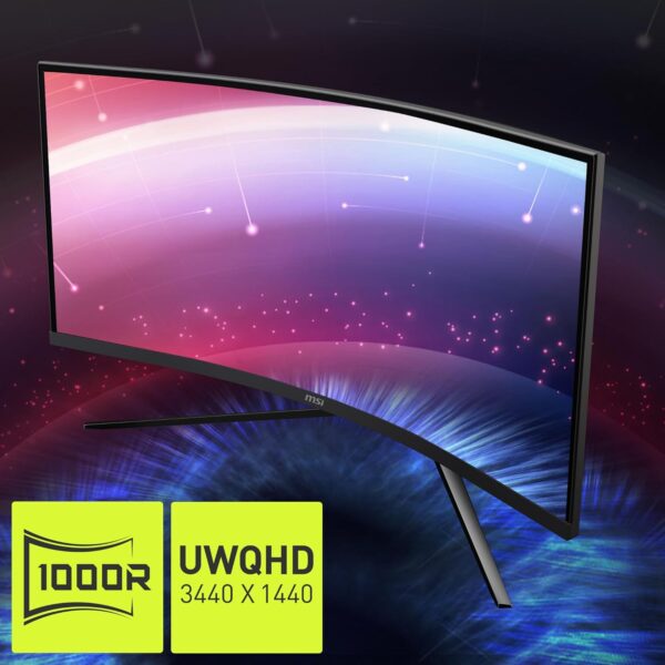 MSI MAG345CQR, 34-inch UWQHD 3440 x 1440 Computer Monitor, 180Hz, HDMI, 1ms, Black