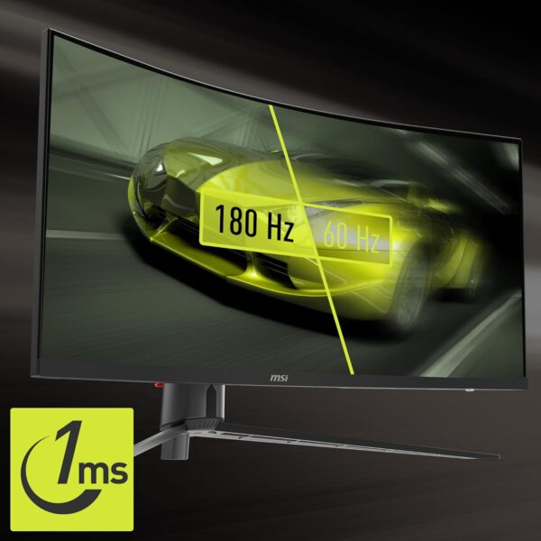 MSI MAG345CQR, 34-inch UWQHD 3440 x 1440 Computer Monitor, 180Hz, HDMI, 1ms, Black