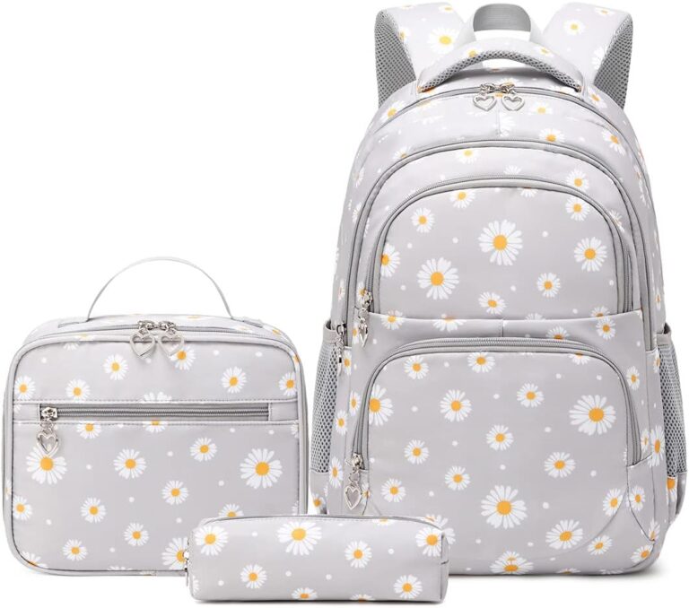 3Pcs Daisy Prints Backpack Sets Kids Bookbag Primary School Daypack Elementary Students Knapsack for Teens Girls