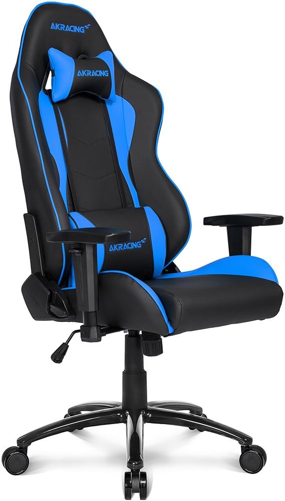 AKRacing Nitro V2 Gaming Chair Desk Chair Blue Heavy Duty PU Leather 180 Degree Reclining Home Remote