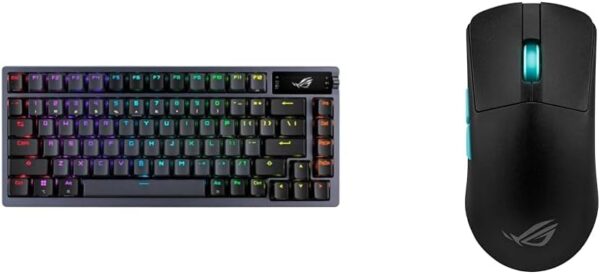 ASUS ROG Azoth 75 Wireless DIY Custom Gaming Keyboard, OLED Display, Gasket-Mount & ROG Harpe Gaming Wireless Mouse, Ace Aim Lab Edition