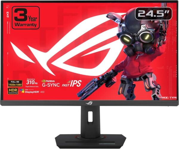 ASUS ROG Strix 24.5” USB-C HDR400 Gaming Monitor (XG259CMS)–Full HD 1080p, 310Hz, 1ms, Fast IPS, 110% SRGB, Extreme Low Motion Blur Sync, G-SYNC Compatible, DisplayWidget, Tripod Socket, 3yr Warranty