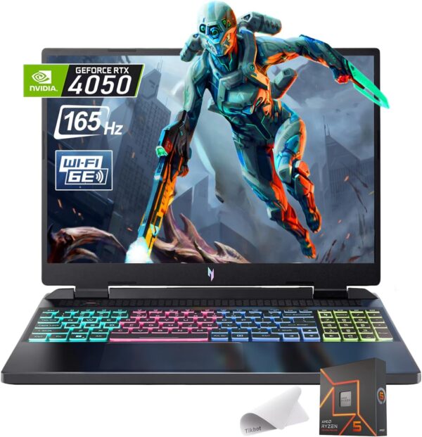 Acer Nitro 16 Gaming Laptop, 16" WUXGA (1920 x 1200) IPS 165Hz, Hexa-core Ryzen 5 7640HS (Beats i7-11800H), GeForce RTX 4050, RGB Backlit, USB-C, Win11 H, w/Mouse Pad