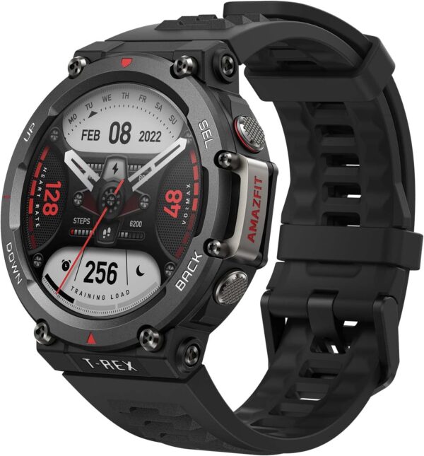 Amazfit T-Rex 2 Rugged Smart Watch 47mm, Military Certified, Dual-band GPS, 24-Day Battery Life, Ultra-low Temperature Operation, AI Fitness Coach, 150+ Sports Modes, for Android iPhone(Black)