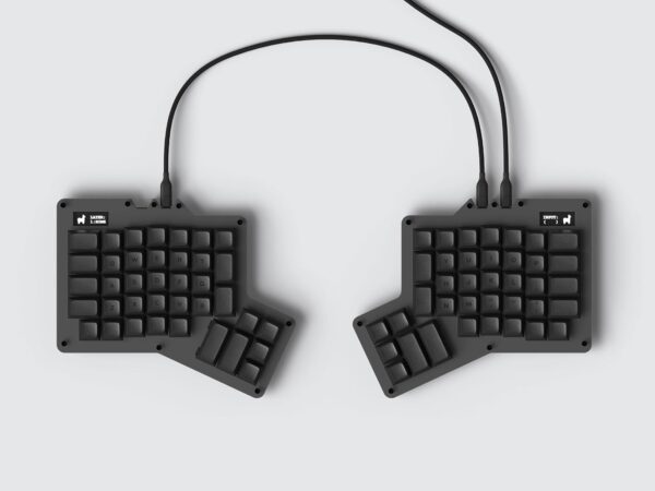 Apos ErgoDox 76 "Hot DOX V2 Split Ergonomic Mechanical Keyboard — Ortholinear, Indicator Screen, QMK/VIA Firmware, RGB, USB-C, PBT Keycaps, Hotswap (Dark - Kailh Rose Red Switches)