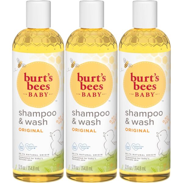 Burt's Bees Baby Shampoo and Body Wash, Tear Free Soap, 98% Natural Origina Baby Soap, Original Scent, 12 Oz (Pack of 3)