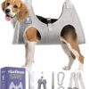 Dog Grooming Hammock Harness for Dogs & Cats with Pet Nail Clipper Trimmer - Cat Hanger Sling for Trimming Clipping Nails- Dog Hammock Restraint Bag for Small Medium Large pet （ Grey L ）