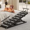 Dog Ramp for Bed, 63" Pet Ramp for Adjustable Hight, Dog Ramps for Large Dogs with Anti-Slip Carpet and Safety Rails, Dog Car Ramp with Wheel for Small, Large, Old Dogs Up to 180 Lbs, Black