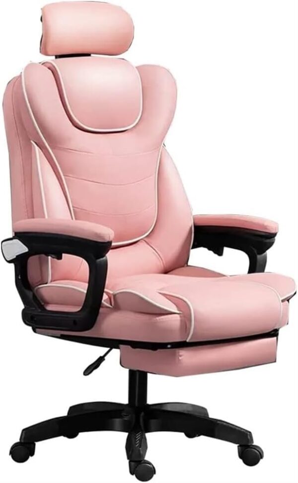 Ergonomic Executive Gaming Office Chair High Back Design with Footrest Lumbar Support Task Chair for Work and Gaming(Pink)
