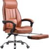 Ergonomic Gaming Office Chair High Back PU Leather Executive Desk Chair Modern Comfort Brown Computer Chair for Home Offices