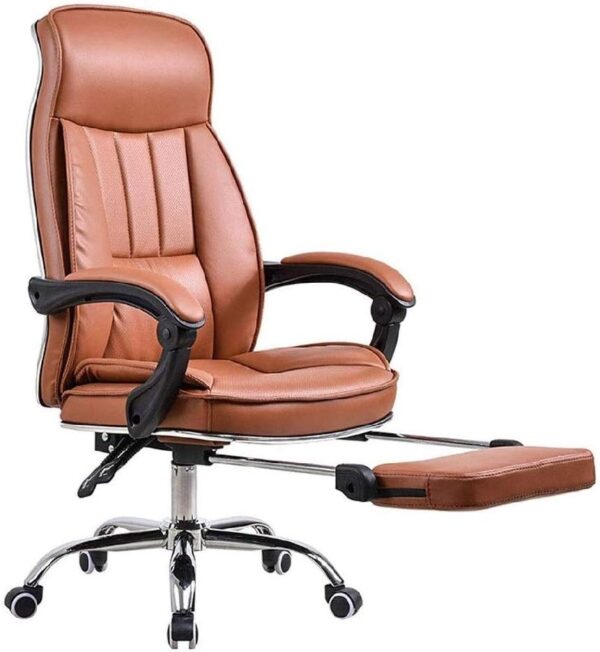 Ergonomic Gaming Office Chair High Back PU Leather Executive Desk Chair Modern Comfort Brown Computer Chair for Home Offices