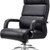 Ergonomic High Back Desk Chair with Retractable Footrest Modern Luxury Leather Computer Gaming Chair(Black)