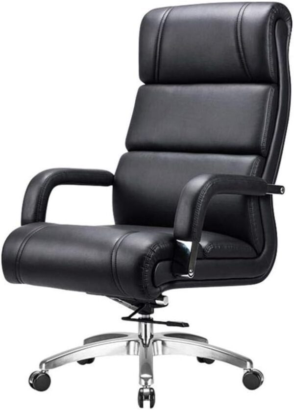 Ergonomic High Back Desk Chair with Retractable Footrest Modern Luxury Leather Computer Gaming Chair(Black)