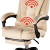 Executive Office Chair with Footrest Ergonomic Recliner Computer Desk Chair Adjustable Swivel Gaming Chair for Home Office(White)