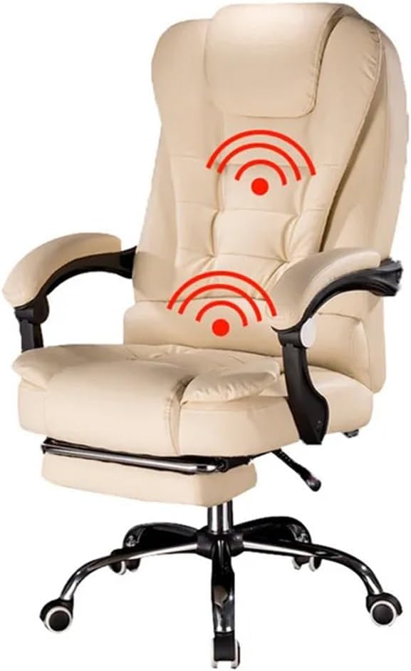 Executive Office Chair with Footrest Ergonomic Recliner Computer Desk Chair Adjustable Swivel Gaming Chair for Home Office(White)