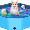 Foldable Dog Pool,39" Collapsible Dog Kids Swimming Pool for Backyard, Portable Kiddie Pool Hard Plastic,Multifunction Ball Pit Pets Bathing Tub for Kids Baby Toddler Dog