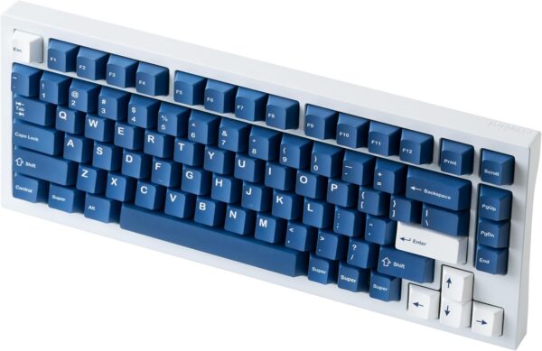 Freebird75 Aluminum Mechanical Keyboard, 75% Layout, Wired USB, 82 Keys with Lubricated Linear Switches for Office, Gaming, Mac & Windows PC (White Case with Navy Keycaps)