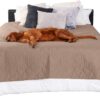 Furhaven Waterproof & Non-Slip King Size Mattress Cover Protector for Dogs & Cats, Washable, For Beds, Couches, & Car Seats - Quilted Twill Blanket Mattress Cover - Brownstone, Jumbo/King Size