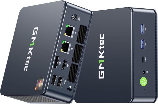 GMKtec M5 Plus Gaming Mini PC Ryzen 7 5825U (Upgraded 5700U), 32GB RAM 1TB SSD Dual NIC LAN 2.5GbE Desktop Computers, Triple 4K Display, WiFi 6E, USB3.2, USB-C, BT 5.2, DP, HDMI 2.0