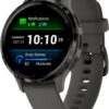 Garmin Venu 3S Slate Stainless Steel Bezel 1.2-Inch AMOLED Touchscreen Display Smart Watch with 41mm Pebble Gray Case and Silicone Band