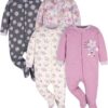 Gerber Baby Girls' 4 Pack Sleep 'N Play Footie