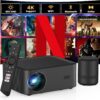 HAPPRUN Projector with Wifi and Bluetooth, Netflix-Licensed Smart Projector, 400ANSI 1080P FHD Projector with External Speaker, Video Projector for Home Theater/ Gaming/ Outdoor/ Movie Night