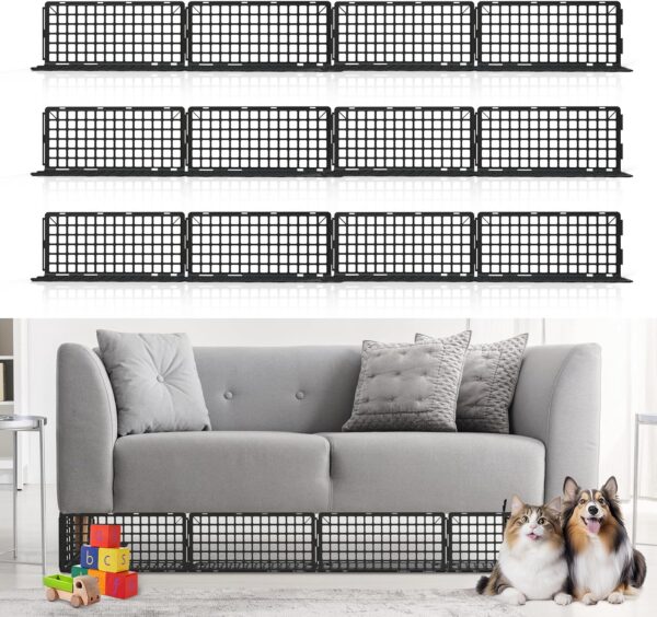 HONKID Under Couch Blocker 12 Pack, Under Bed Blocker Prevents Toys & Pets Under Furniture, Ideal for Living Room, Bedroom, Playroom (6.6" H x 14.5" L)