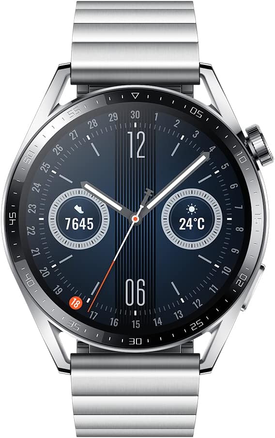 HUAWEI Watch GT 3 (46mm) GPS + Bluetooth Smartwatch (Elite Steel) - International Version, (OB02819) (Renewed)